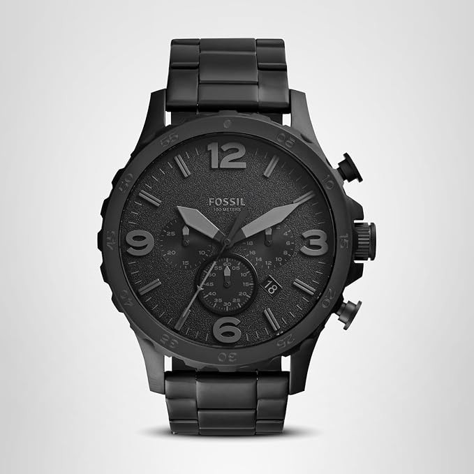 Fossil Men's Nate Quartz Watch, Oversized Stainless Steel Chronograph Watch for Men | Amazon (US)
