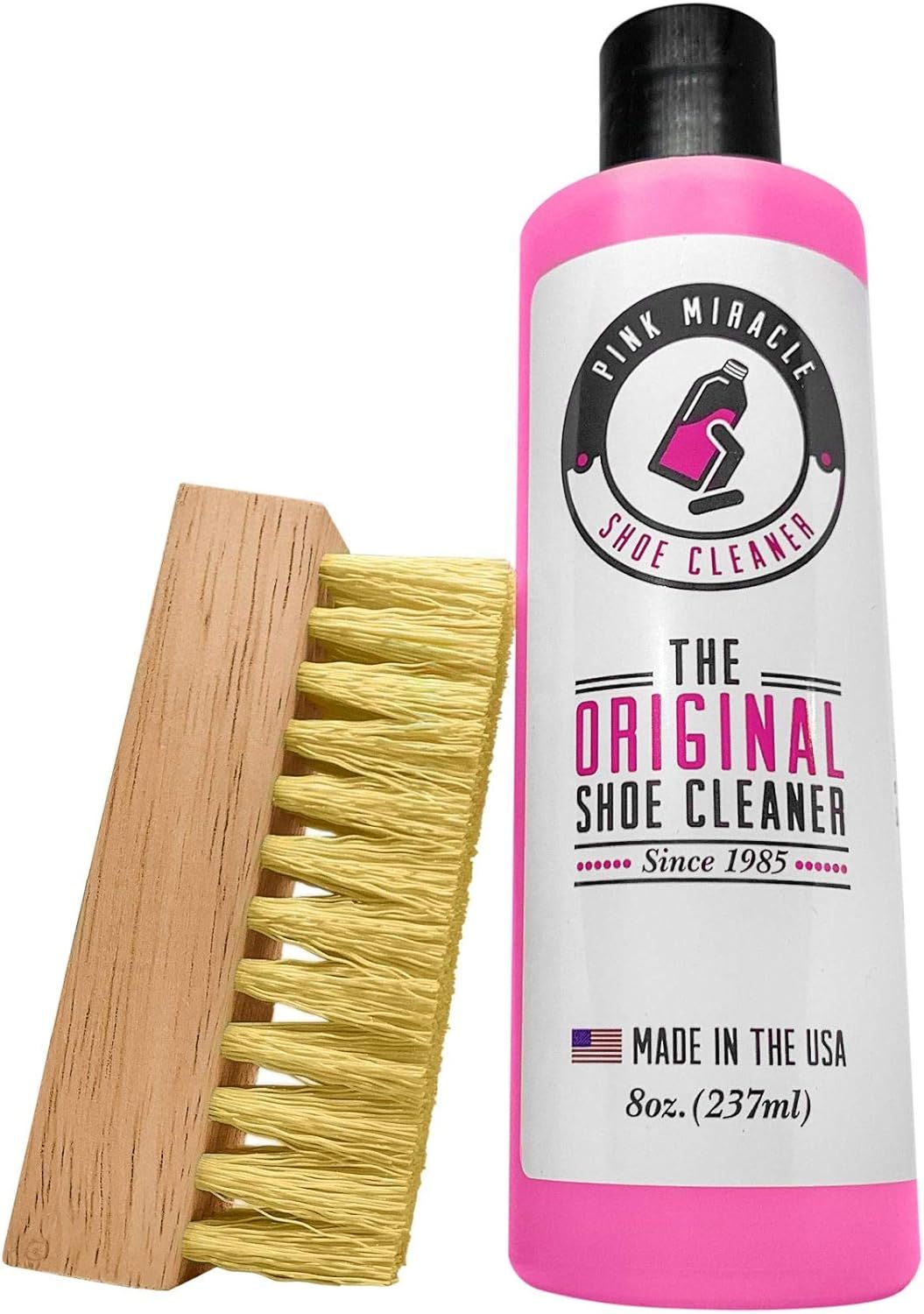 Pink Miracle Shoe Cleaner Kit 8 Oz. Bottle Fabric Cleaner for Leather, Whites, and Nubuck Sneakers | Amazon (US)