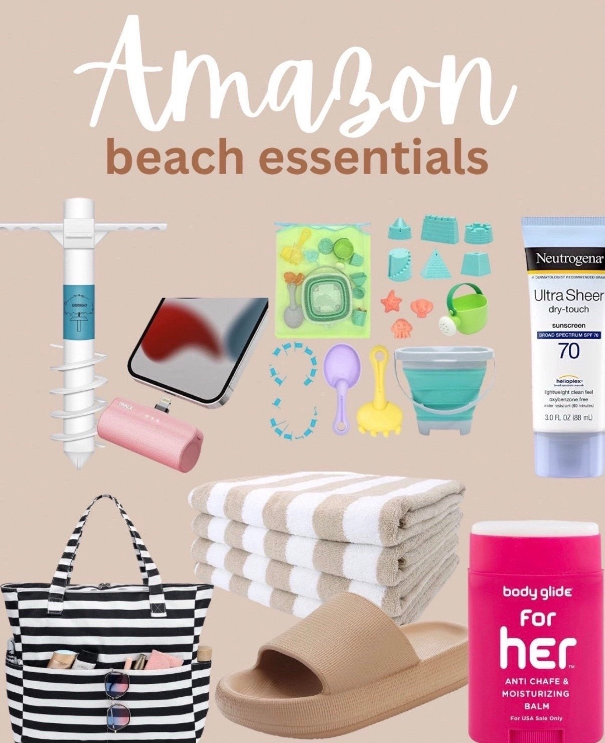 Amazon beach essentials 
| amazon | amazon summer | amazon travel | amazon spring | amazon beach | amazon bag | beach bag | tote bag | waterproof | beach | beach essentials | pool bag | pool essentials | mesh bag | resort | vacation | summer | summer travel | cruise | sunscreen | beach toys | pool toys | beach towel | tent | canopy | beach tent | sandals | flip flops | beach bag essentials | beach trip essentials | portable charger | travel essentials | beach must haves | 

#LTKSwim #LTKKids #LTKTravel