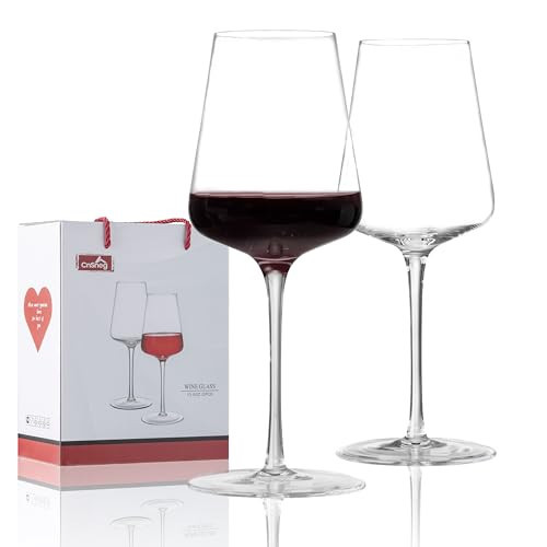 CnSneg Red Wine Glasses Set of 2, Crystal Wine Glasses 13.5OZ, Hand Blown White Wine Glass, Unique Wedding Gift | Amazon (US)