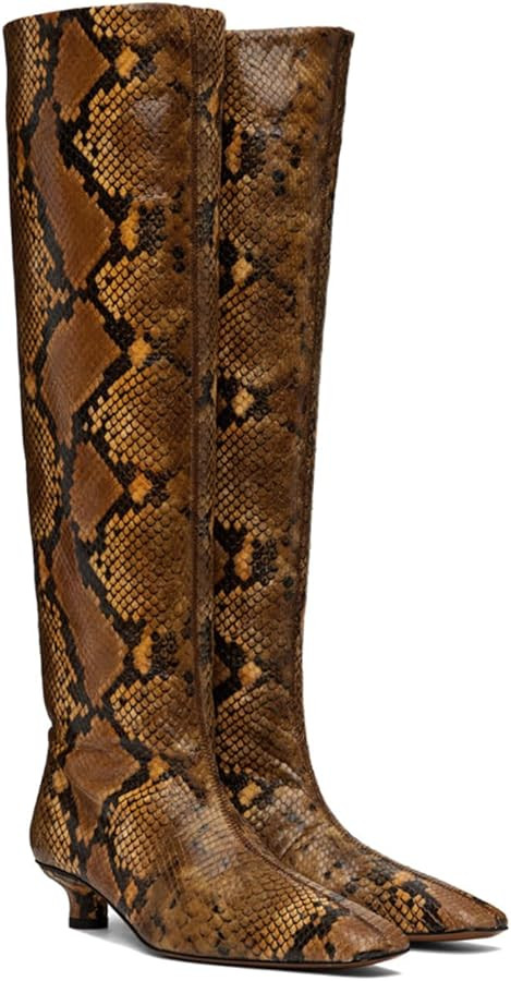 MOOMMO Women Kitten Heel Over Knee High Boots Square Toe Matte Pull On Wide Calf Pleated Low Heel... | Amazon (US)