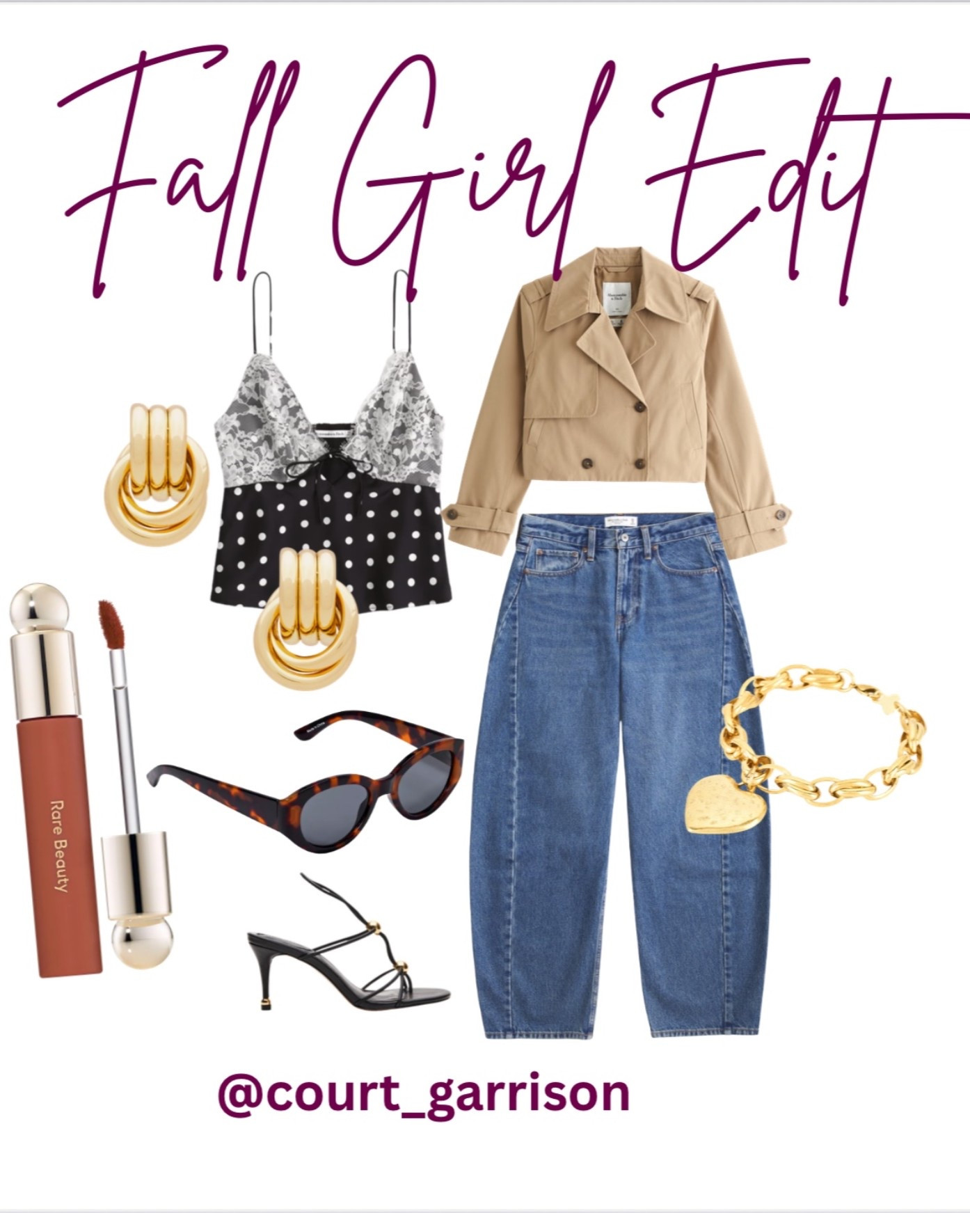 Fall outfit inspiration ☕️

 A cropped trench, satin cami, barrel jeans, sleek strappy heel with gold accessories & 90s sunglasses. She’s a 10….


Date night 
Fall outfit 
Concert outfit 

#LTKSeasonal #LTKStyleTip #LTKFindsUnder50