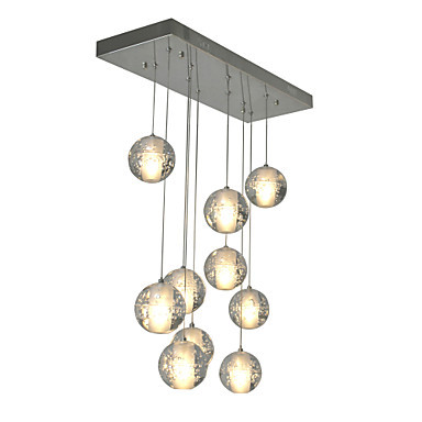 10-Light 10cm(4") Crystal Pendant Light Metal Cluster Chrome Modern Contemporary 90-240V  #052338... | Light in the Box - US