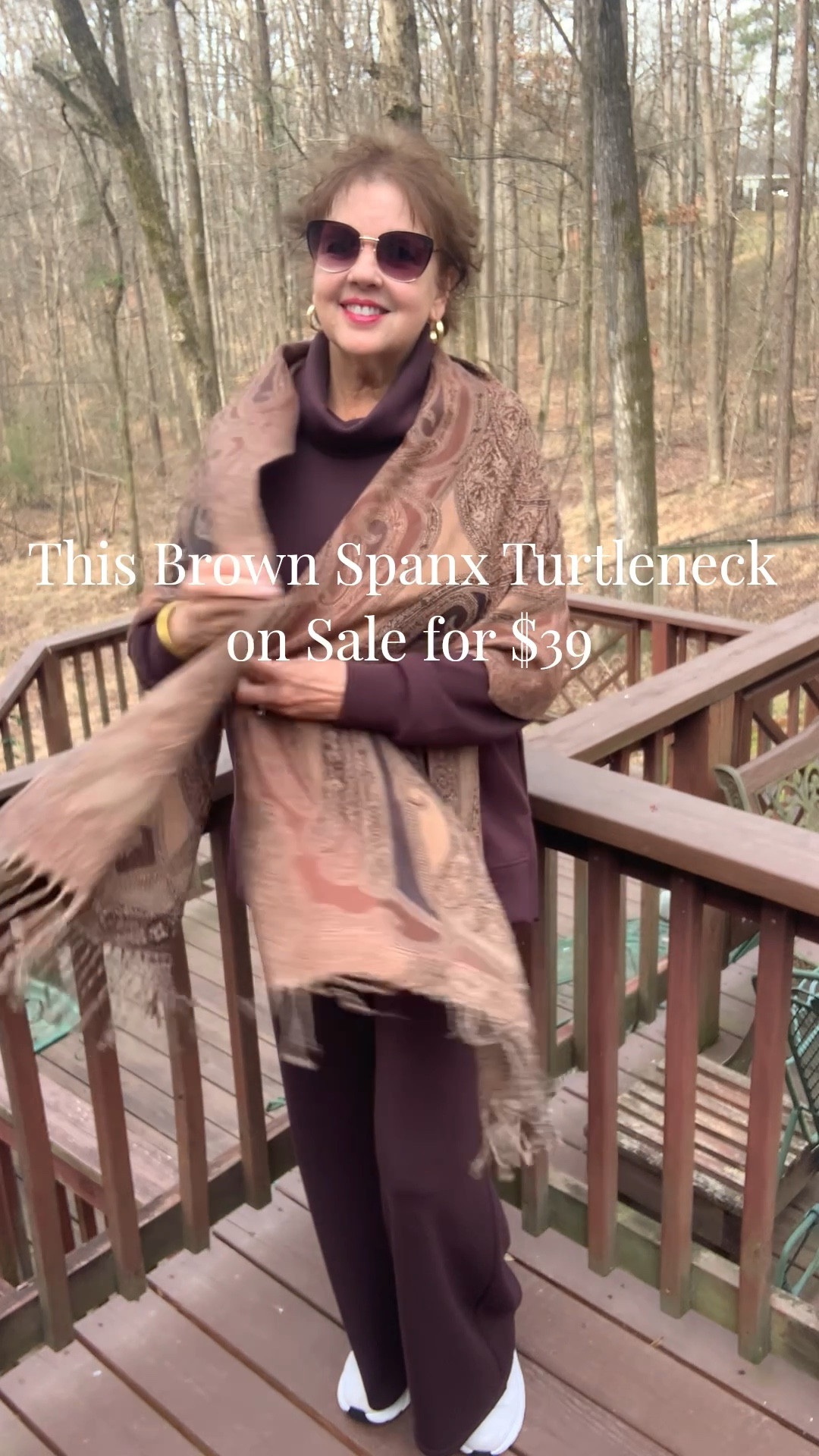 This beautiful Truffle Brown 🤎Spanx Air Essential set is one of my favorite sets.  I’m a turtleneck girl and this turtleneck Tunic is sooo comfy!

A pretty scarf adds all the style and drama.  Often I’ll change from sneakers to pretty flats for a dressier ensemble.

And these BuDhaGirl bracelets are an accessory staple!

Follow me for more Fashion Inspiration ❤️

#ltkover40
#ltkmidsize
#ltkactive

#LTKselfcare #LTKSeasonal #LTKdayinmylife