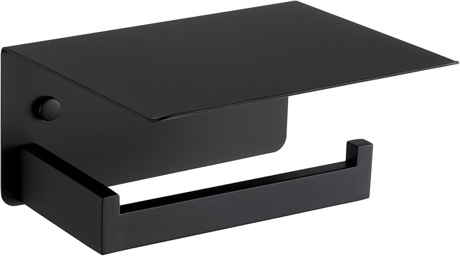 Toilet Paper Holder with Shelf Matte Black, Suyar 304 Stainless Steel Wall Mounted Tissue Holder ... | Amazon (US)
