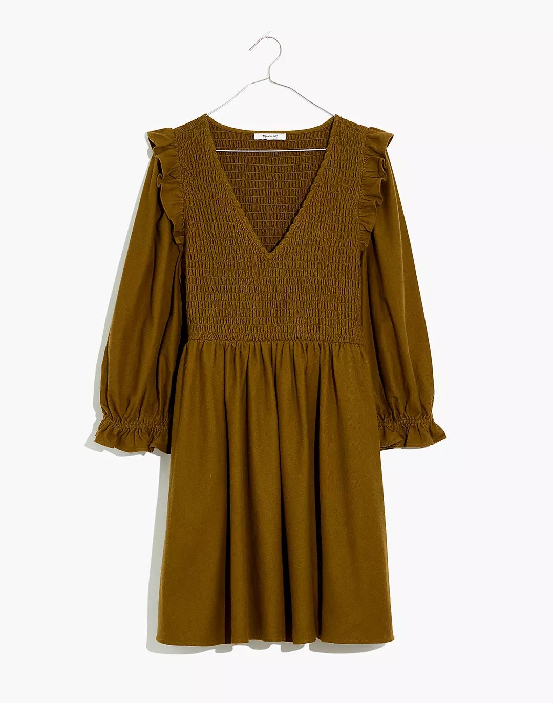 Flannel Lucie V-Neck Smocked Mini Dress | Madewell