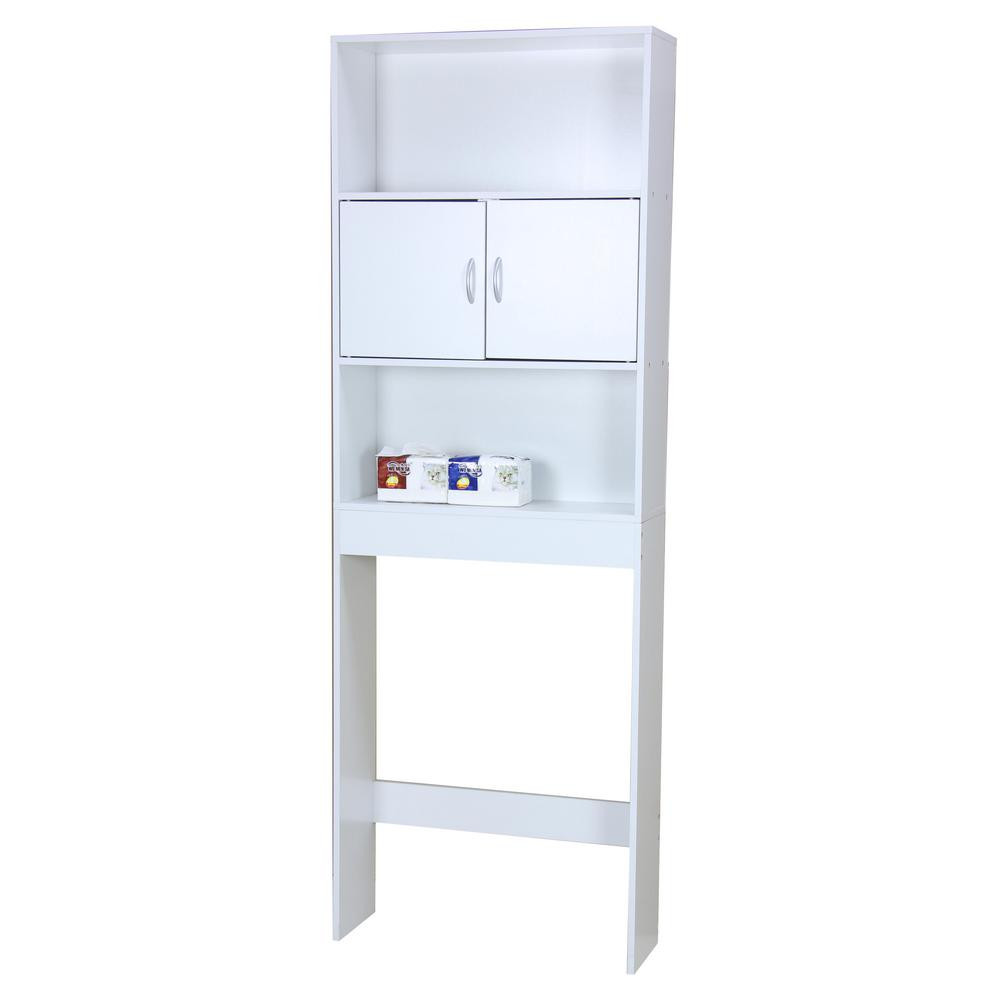 Home Basics 22.4 in. W x 63.9 in. H x 7 in. D 3 Tier Wood Space Saver Over the Toilet Bathroom Shelf | The Home Depot