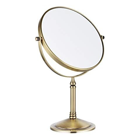DOWRY Makeup Mirror 10x Magnification Vanity Mirror Tabletop Two-Sided Swivel Gold Finish | Amazon (US)