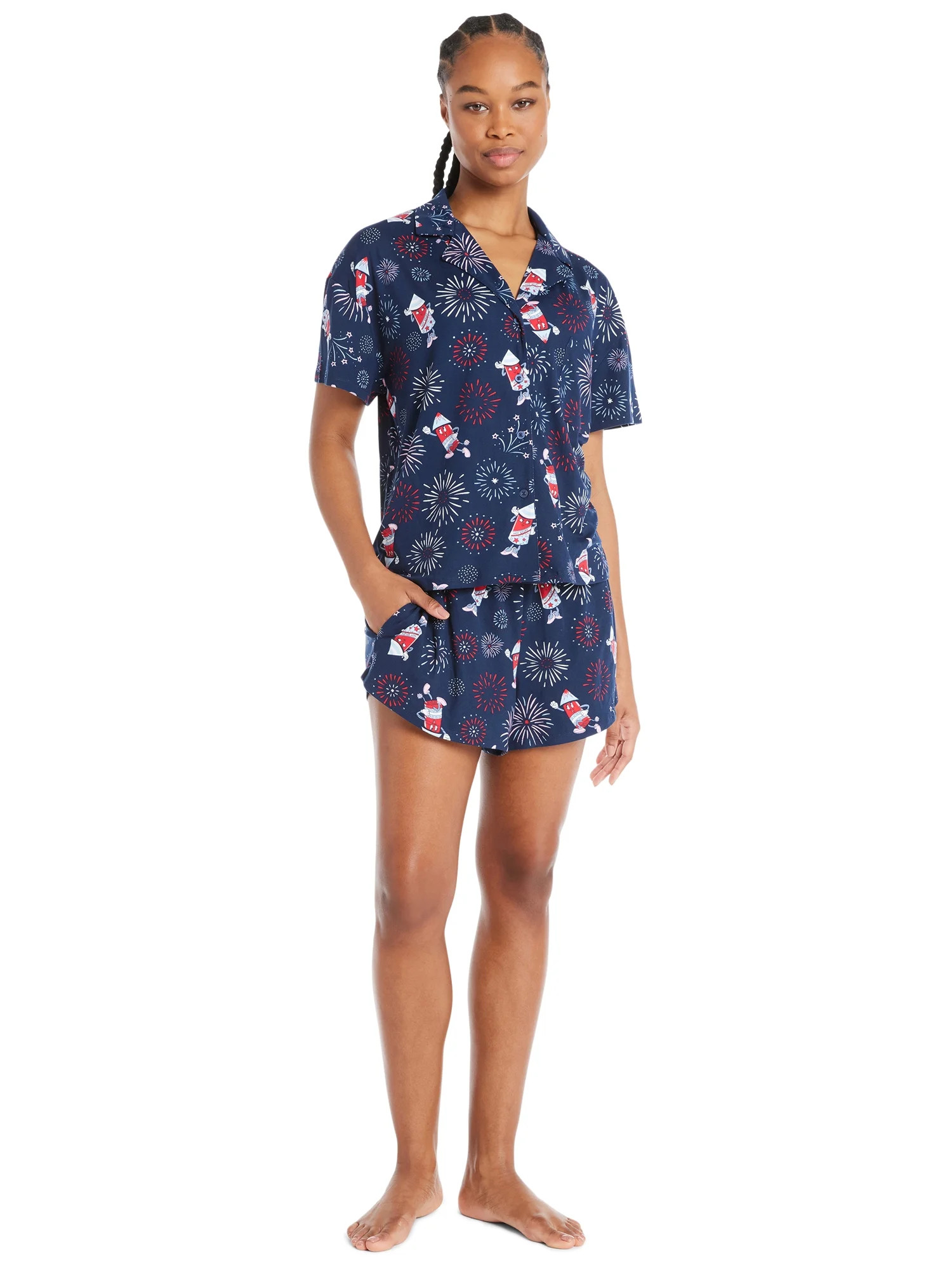 4th of July Women’s Shorty Pajama Set by Way to Celebrate, 2-Piece, Sizes XS to 3X | Walmart (US)