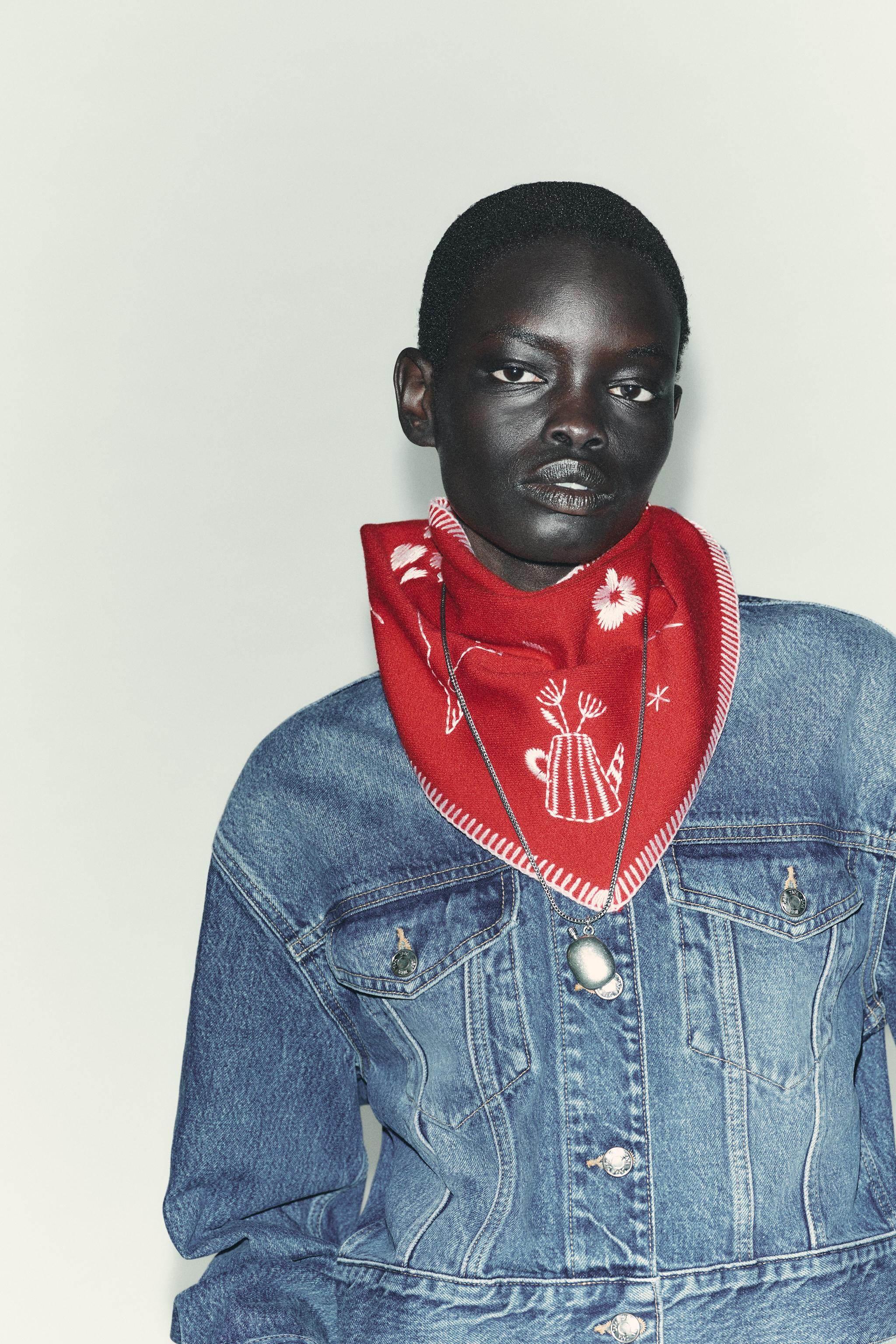 EMBROIDERED KNIT MAXI BANDANA | Zara US