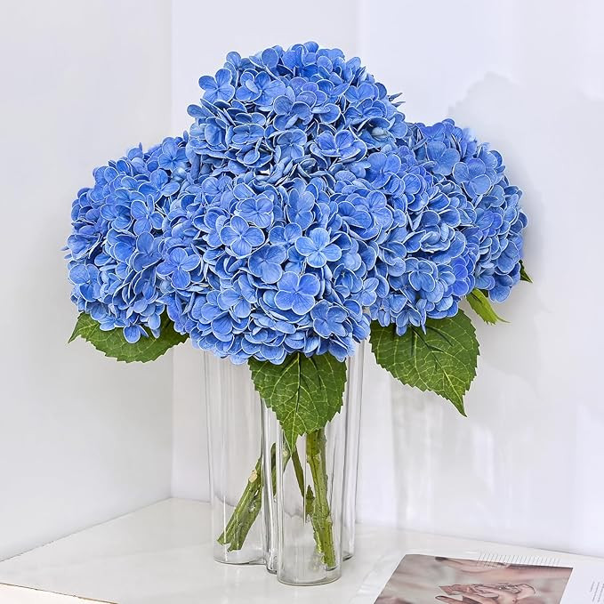 MARTINE MALL 4Pcs 21in Hydrangea Artificial Flowers, Latex Real Touch Hydrangeas Lifelike Large H... | Amazon (US)