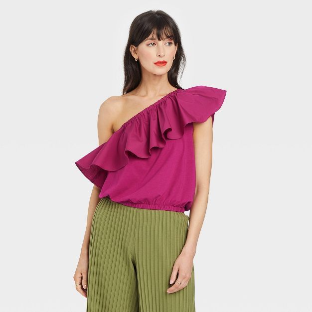 Women's One Shoulder Ruffle Top - A New Day™ | Target