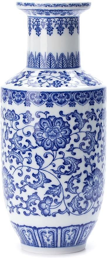 Blue and White Vase, Blue Vases Home Décor, Chinoiserie Vase, Blue and White Porcelain, Ceramic ... | Amazon (US)