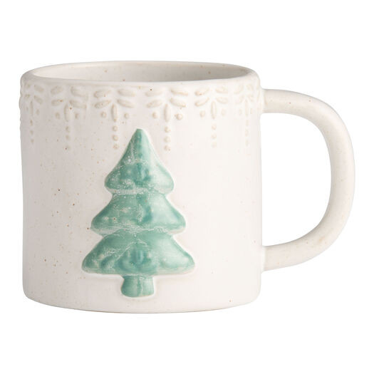Light Gray Christmas Tree Reactive Glaze Ceramic Mug by World Market | World Market