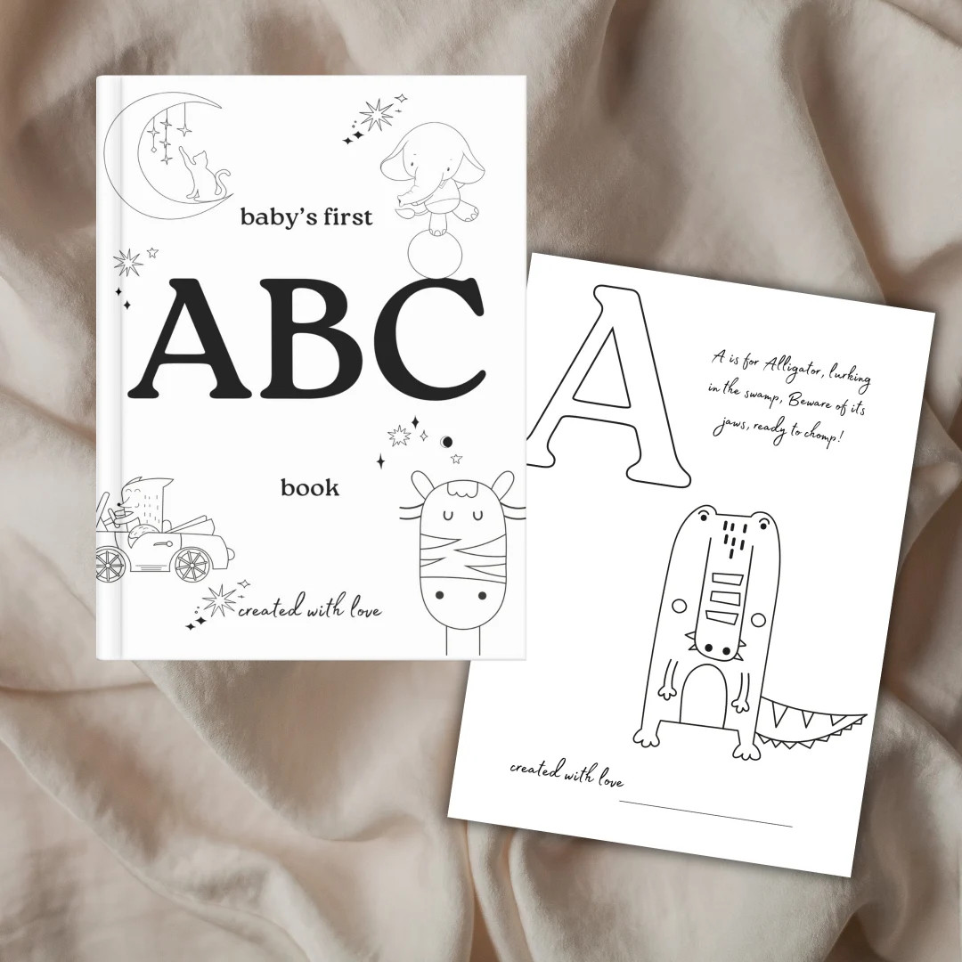 Baby's First ABC Book, Baby Shower Alphabet Book, Baby Shower Coloring Pages, Baby Shower Colorin... | Etsy (US)