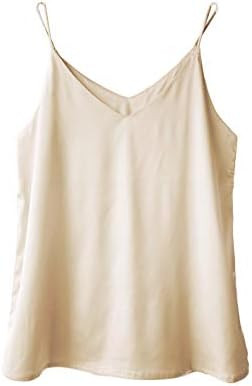 Wantschun Womens Silk Satin Camisole Cami Plain Strappy Vest Top T-Shirt Blouse Tank Shirt V-Neck... | Amazon (US)