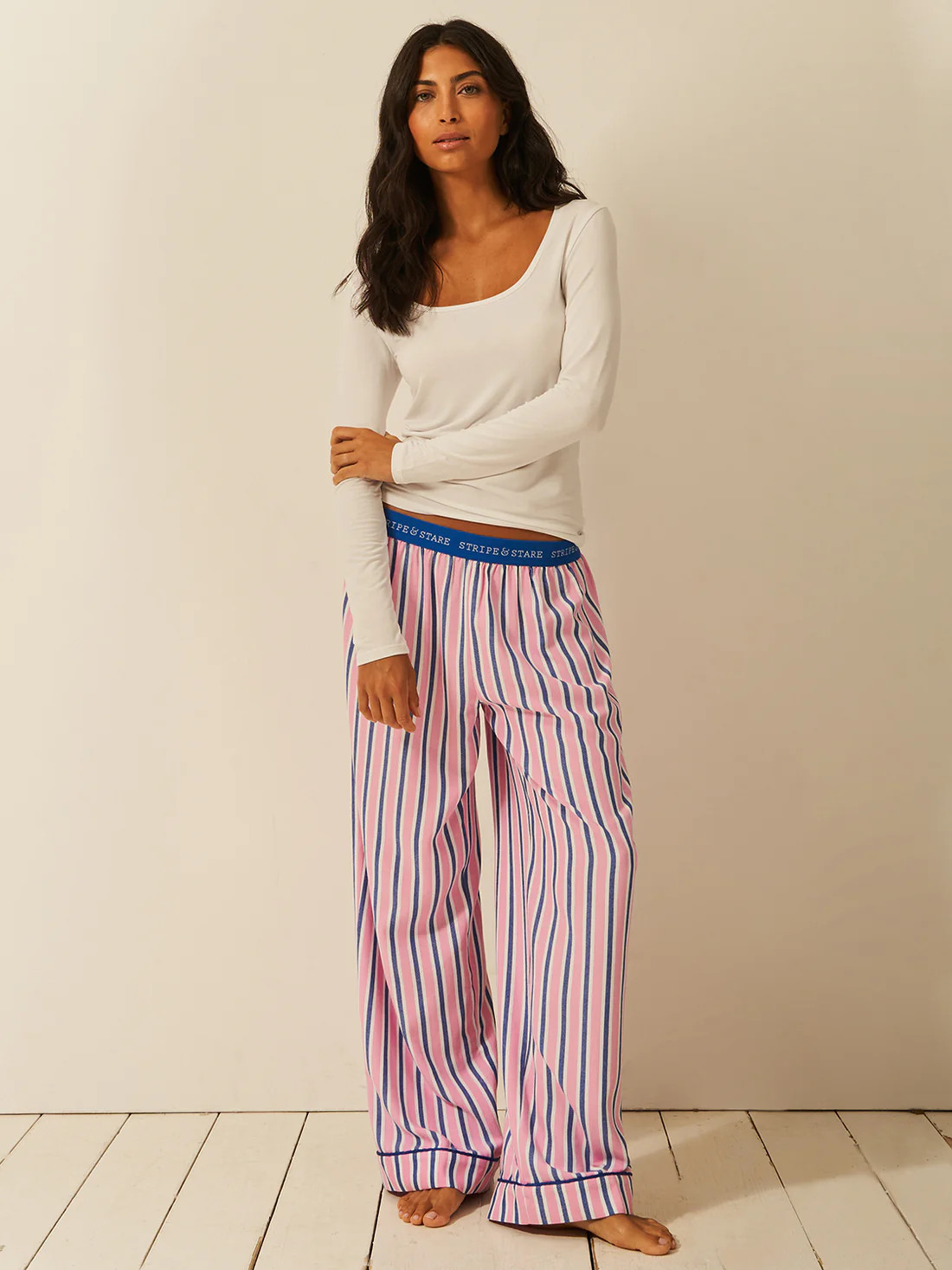 Soft Brushed Woven Pajama Bottoms - Lazy Sunday | ECOVERO Nightwear | Stripe and Stare