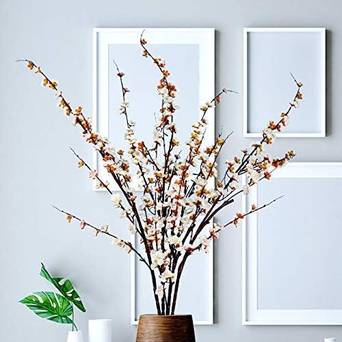 Artificial Cherry Blossom Flowers Extra Long Branches, Tall Stems Silk Fake Plum for Tall Vase, F... | Amazon (US)