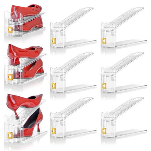 TOOKNIN Shoe Slots Organizer for Closet, 6 Pack Shoe Stacker Organizer, Shoe Storage Space Savers 50%, 3 Levels Adjustable Shoe Racks for Closet Organization | Amazon (US)