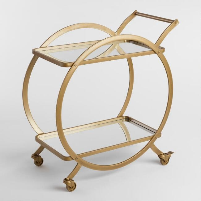 Asher 2-Tier Antique Gold Rolling Bar Cart
							var ensTmplname="Asher 2-Tier Antique Gold Roll... | World Market