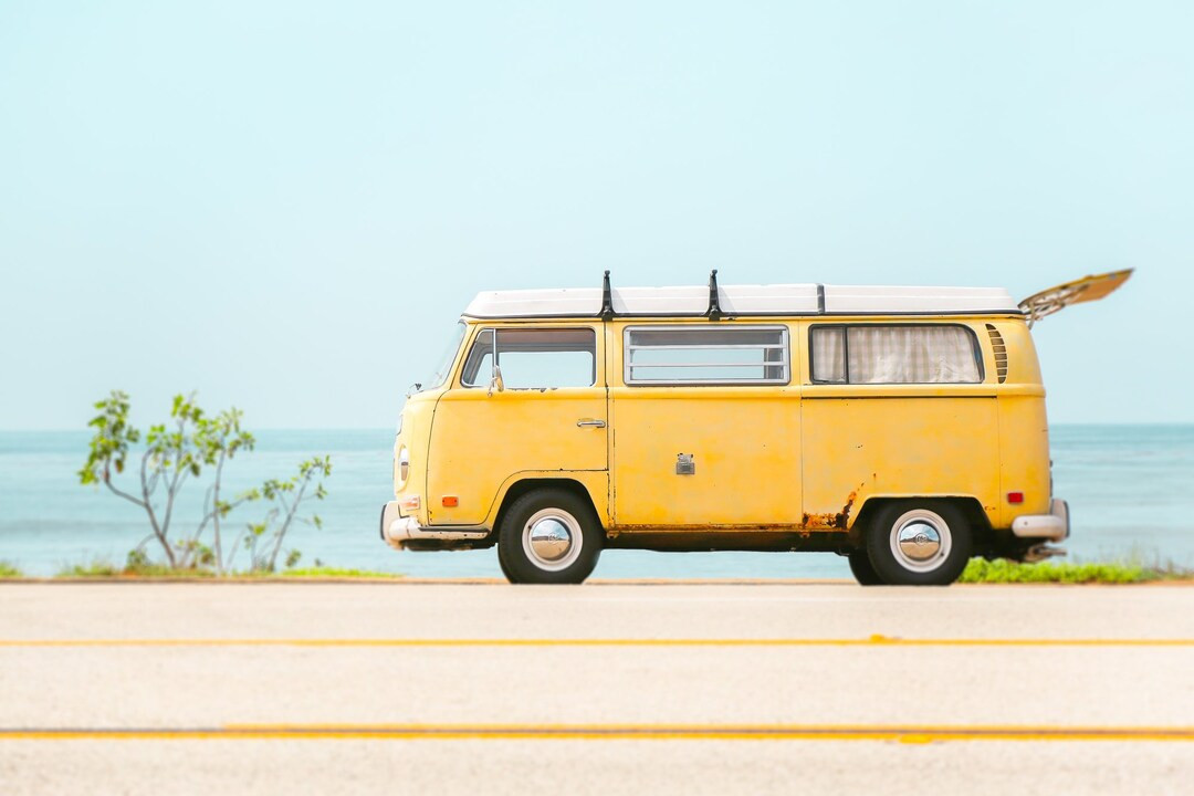 Yellow Bus Photography, Southern California Photo, Boho Travel Art, Highway 1, Yellow Wall Art, V... | Etsy (US)