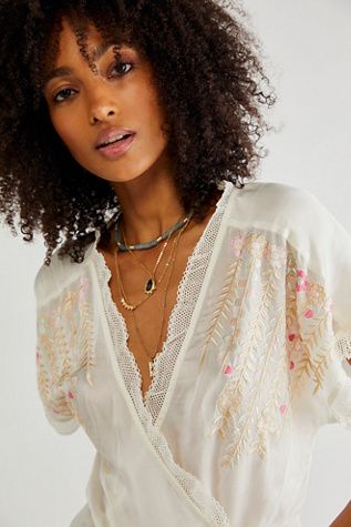 Renee Embroidered Wrap Top | Free People (Global - UK&FR Excluded)