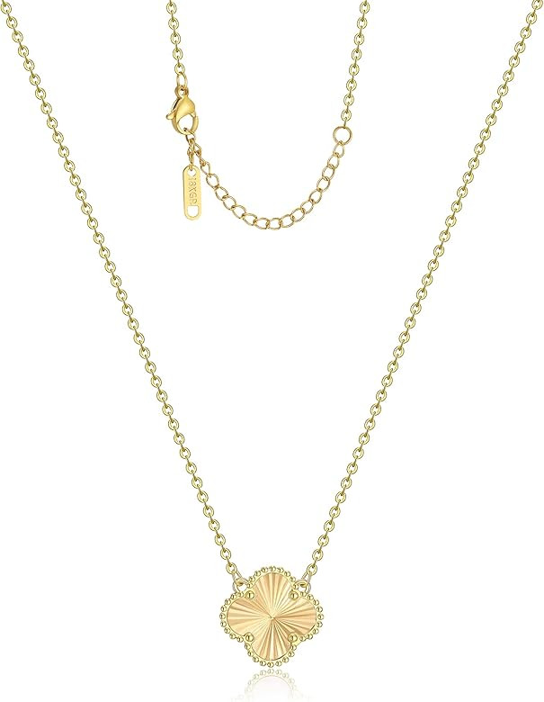 Clover Pendant Necklace for Women 18K Gold Plated Four Leaf Clover Necklace Lucky Simple Necklace... | Amazon (US)