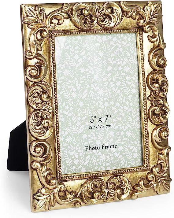 GUOER 5x7 Picture Frames Vintage Photo Frame with Glass Front Antique Picture Frame for Tabletop ... | Amazon (US)