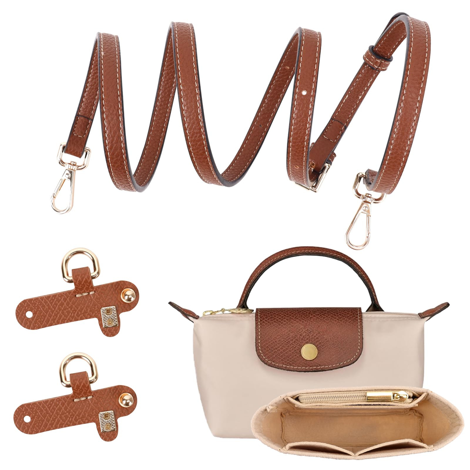 2Sets Mini Bag Strap Kit and Organizer Compatible with Longchamp, Folding Tote Bag organizer inse... | Amazon (US)