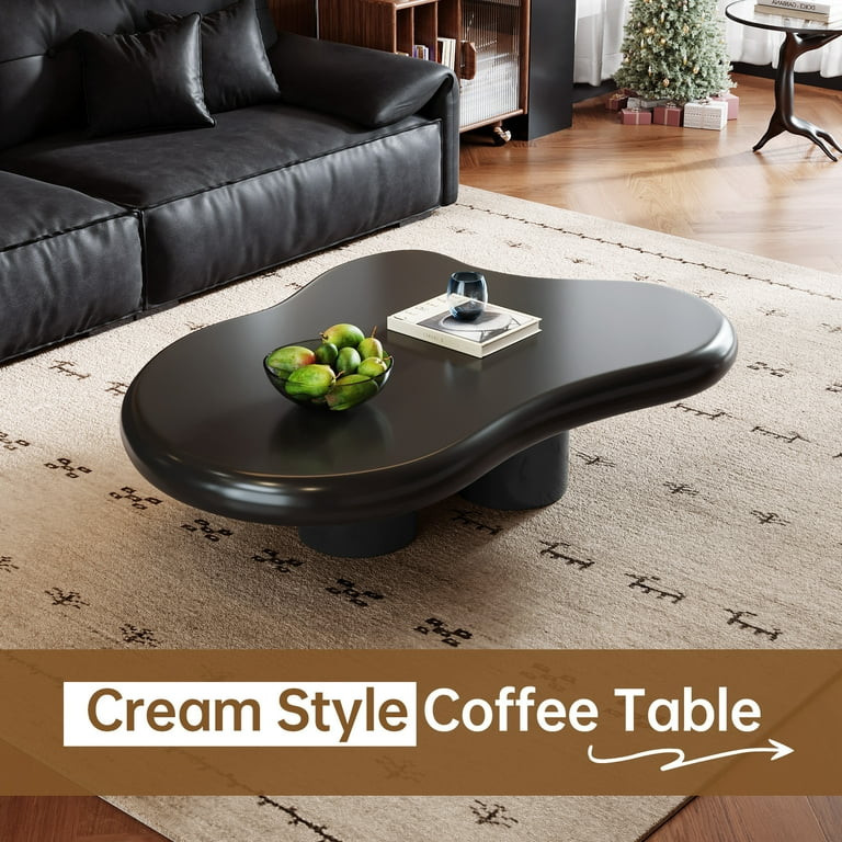 Guyii 41.02'' Cloud Coffee Table, Modern Irregular Coffee Table for Living Room with 3 Legs, Blac... | Walmart (US)