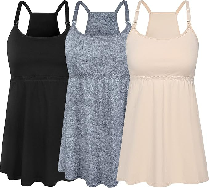 SUIEK Women's Nursing Tank Tops Maternity Cami with Shelf Bra Cotton Breastfeeding Clothes | Amazon (US)