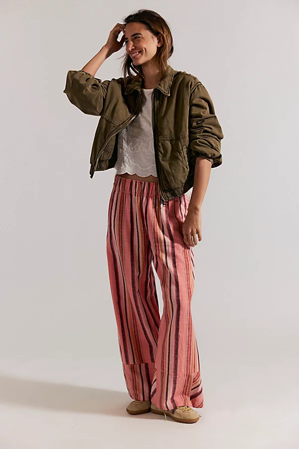 Day's End Linen Striped Pull-On Pants | Free People (Global - UK&FR Excluded)