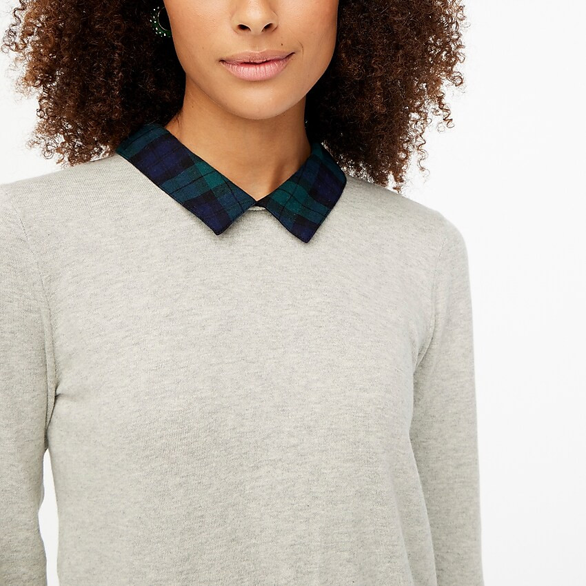 Tartan woven collar sweater | J.Crew Factory
