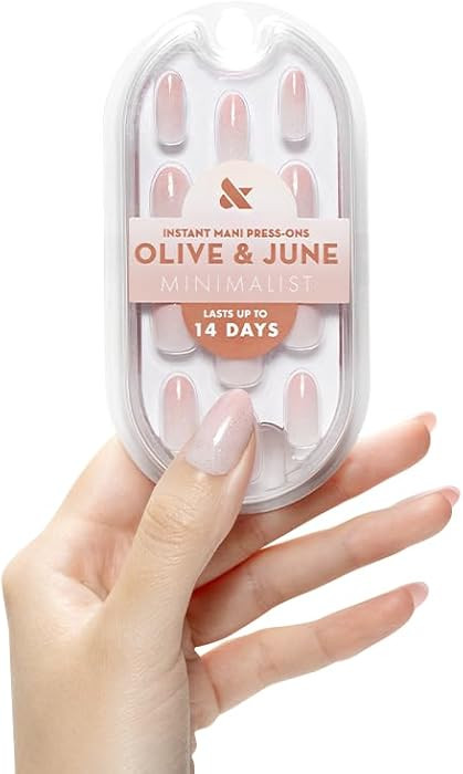 Olive & June Mani Minimalist Instant Press-On Nails | (Glue) Medium Oval, 42 Fake Nails, 21 Sizes... | Amazon (US)