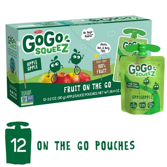(12 Pack) GoGo Squeez Applesauce Apple Apple Snack Pouch, 3.2 oz | Walmart (US)