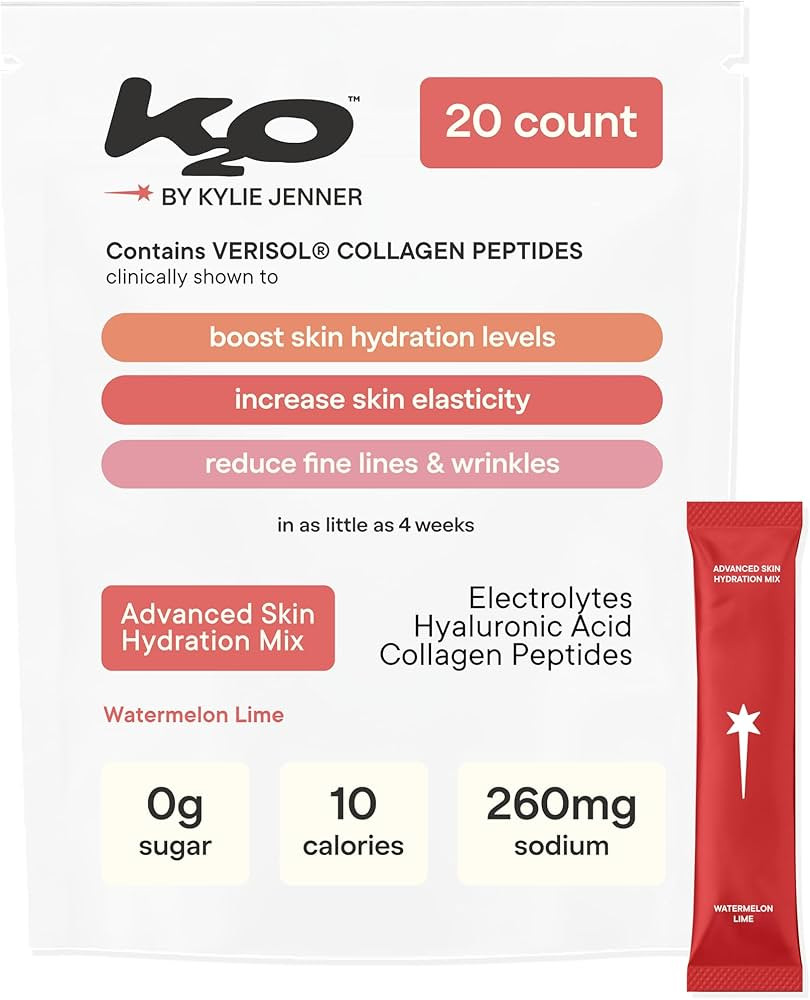 k2o by Kylie Jenner Advanced Skin Hydration Mix with Electrolytes, Hyaluronic Acid & Verisol Coll... | Amazon (US)