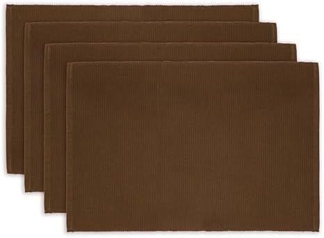 Solid Ribbed Placemats 13x19 in Set of 4 - Nut Brown | Amazon (US)