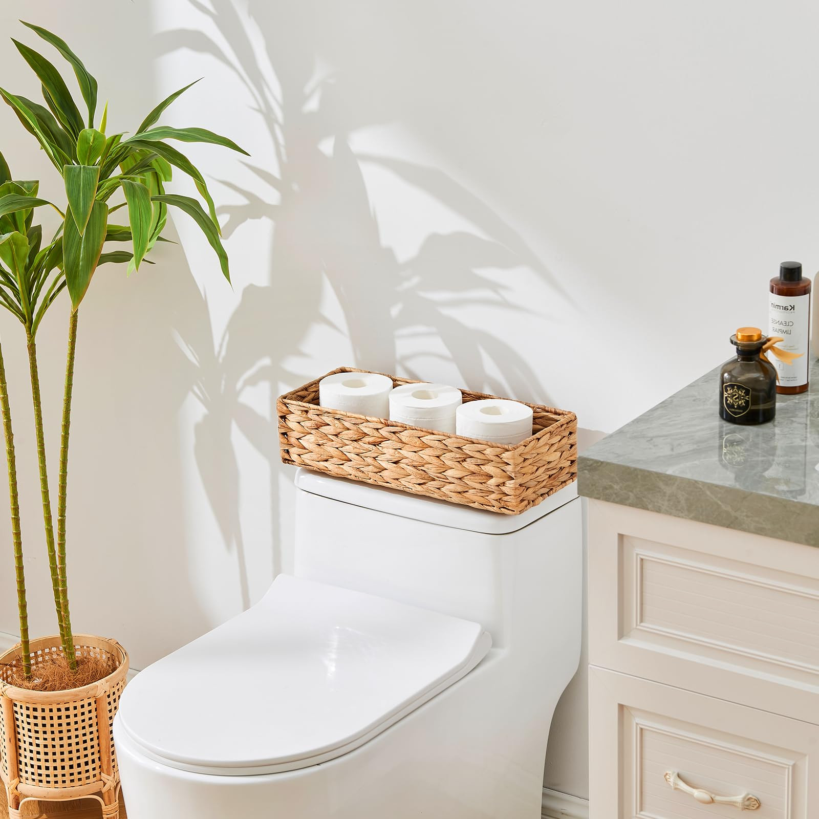 2Packs Wicker Storage Baskets for Toilet Paper Storage, Water Hyacinth Toilet Paper Basket, Handw... | Amazon (US)