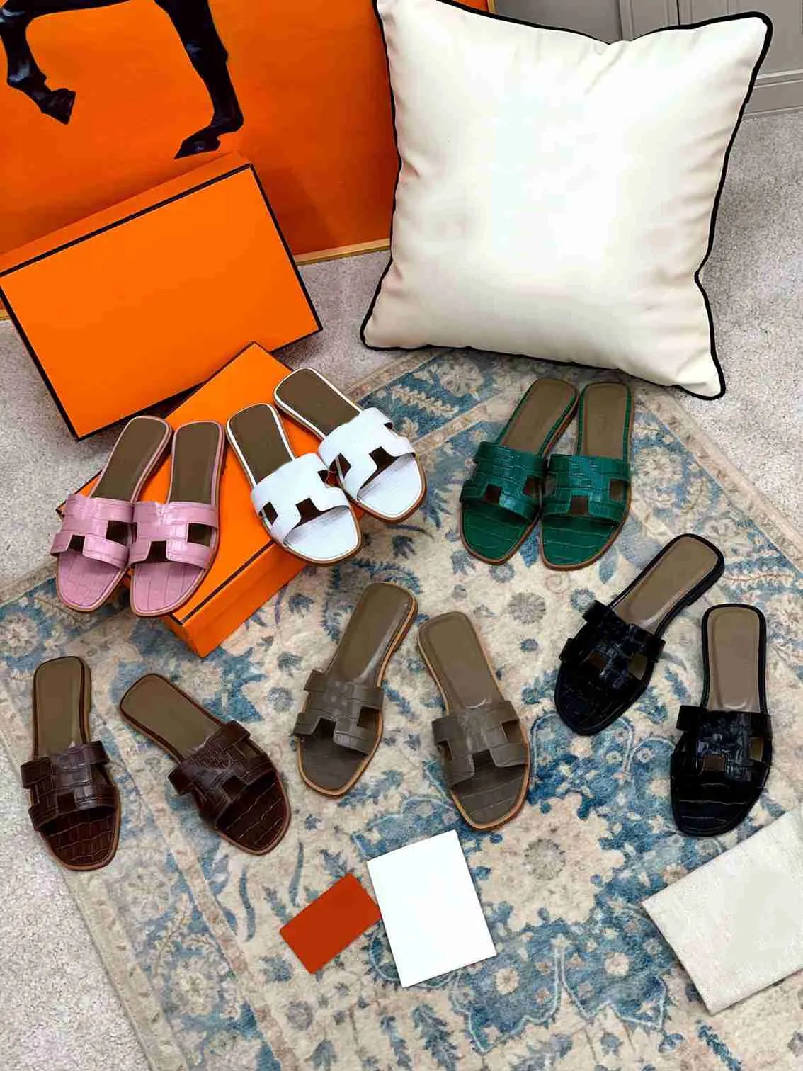 Fashion Sandals Designer Slipper Women Slippers Leather Womens Slide Summer Luxury Flat Slides La... | DHGate