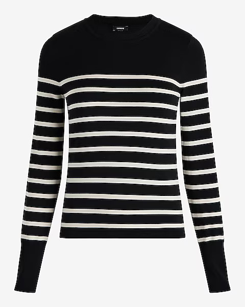 Silky Soft Fitted Striped Crew Neck Sweater | Express