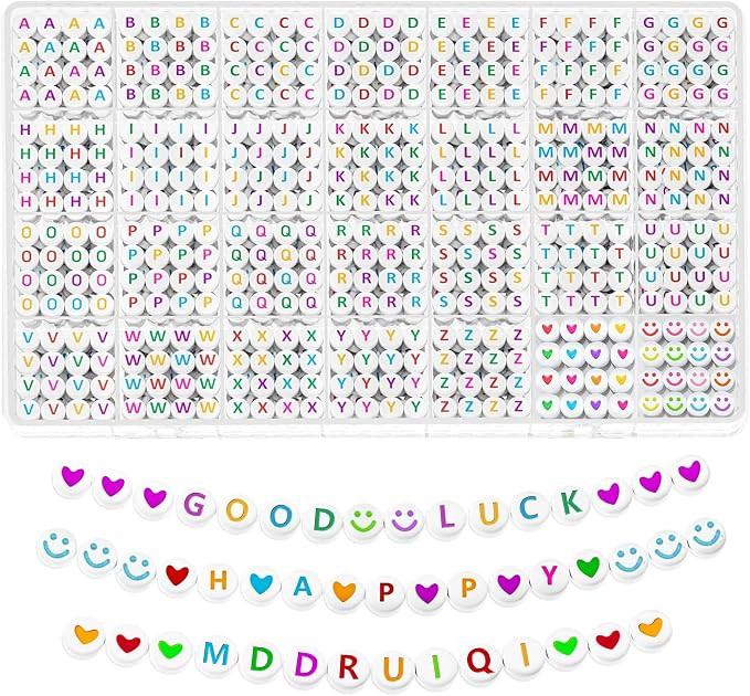 MDDRUIQI 1400 PCS Letter Beads Bracelet Making Kit - 28 Styles Friendship Bracelets,Preppy Clay A... | Amazon (US)
