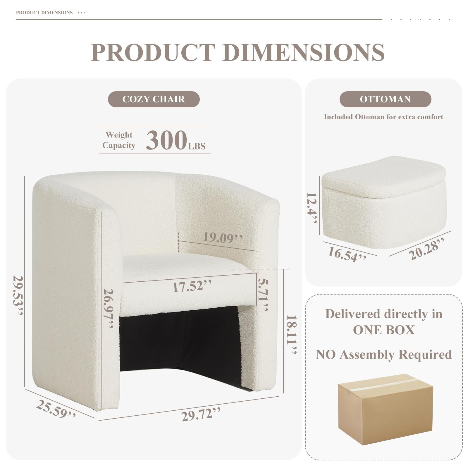 COLAMY Upholstered Sherpa Barrel Accent Chair with Storage Ottoman, Morden Living Room Chair, Sin... | Amazon (US)