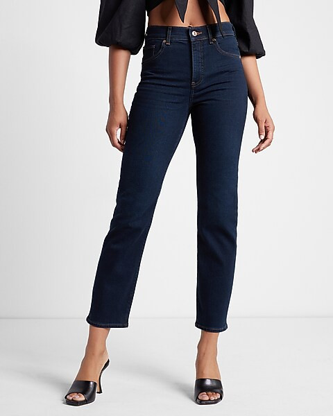 High Waisted Rinse Straight Ankle Jeans | Express