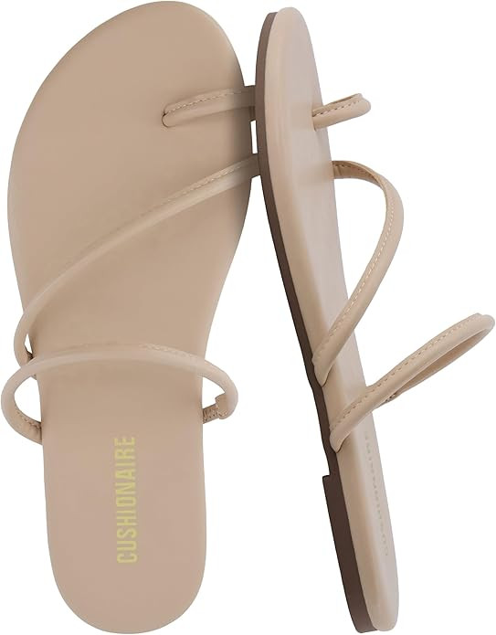 CUSHIONAIRE Resort Strappy Sandals for Women, Vegan Leather Memory Foam Flat Women's Sandals with... | Amazon (US)