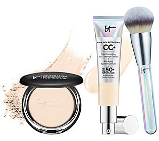 IT Cosmetics CC Cream, Celebration Foundation, and Brush | QVC