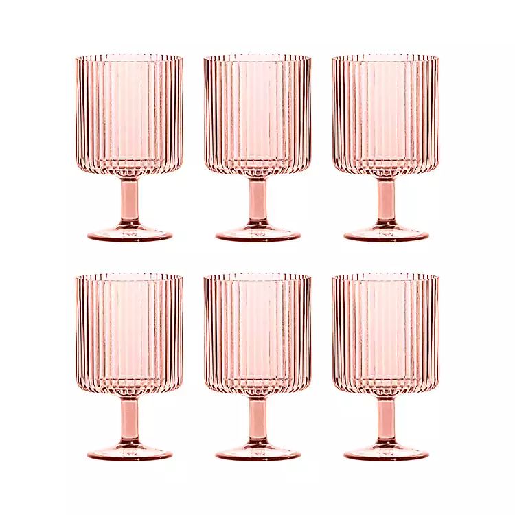 New! Pink Acrylic Goblet Wine Glasses, Set of 6 | Kirkland's Home