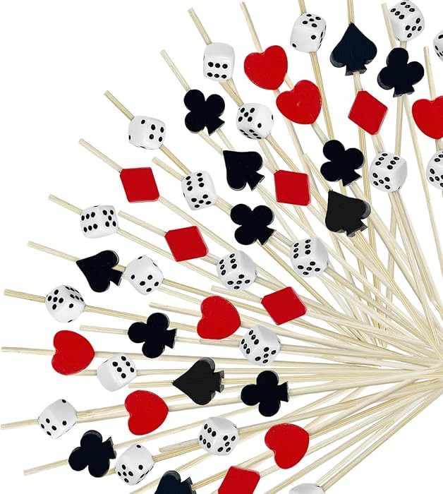 200Pcs Casino Cocktail Picks,4.7 Inch Decorative Dice Poker Cocktail Toothpicks for Las Vegas Nig... | Amazon (US)