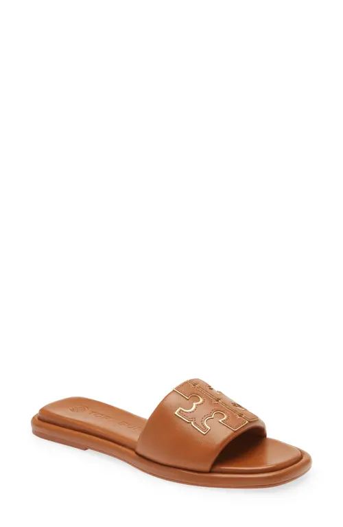 Tory Burch Double T Sport Slide Sandal in Miele/Gold at Nordstrom, Size 7.5 | Nordstrom