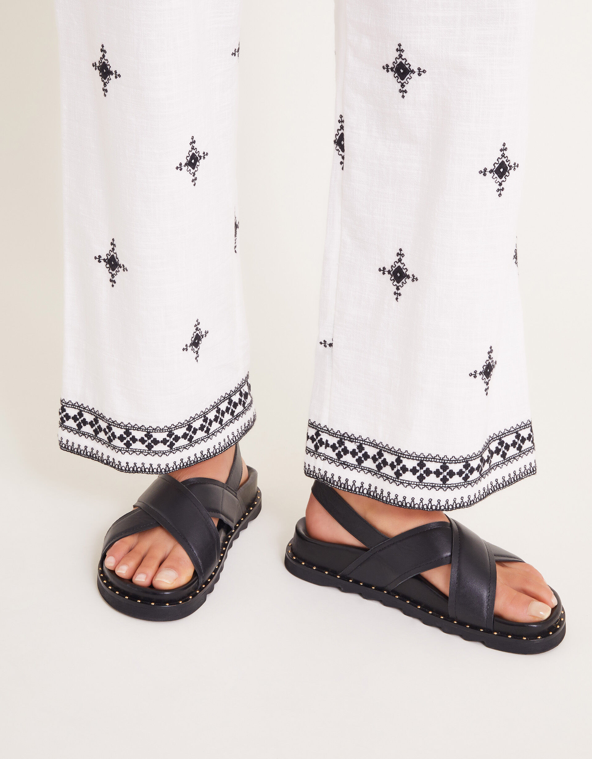 Leather Cross-Over Strap Sandals Black | Monsoon (UK)