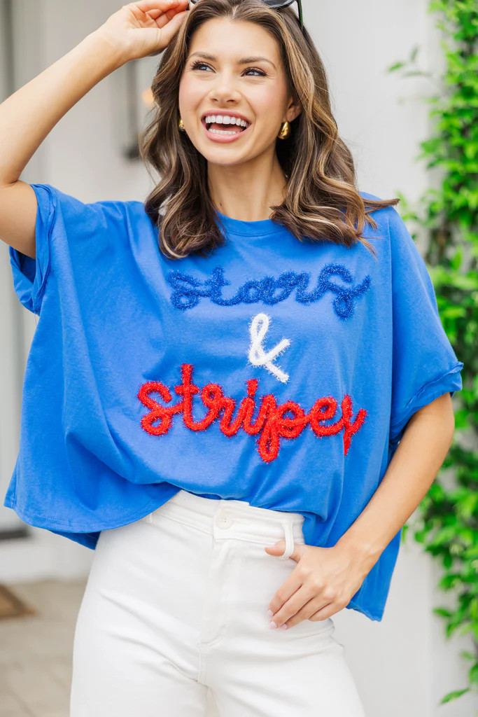 Stars & Stripes Royal Blue Boxy Top | The Mint Julep Boutique
